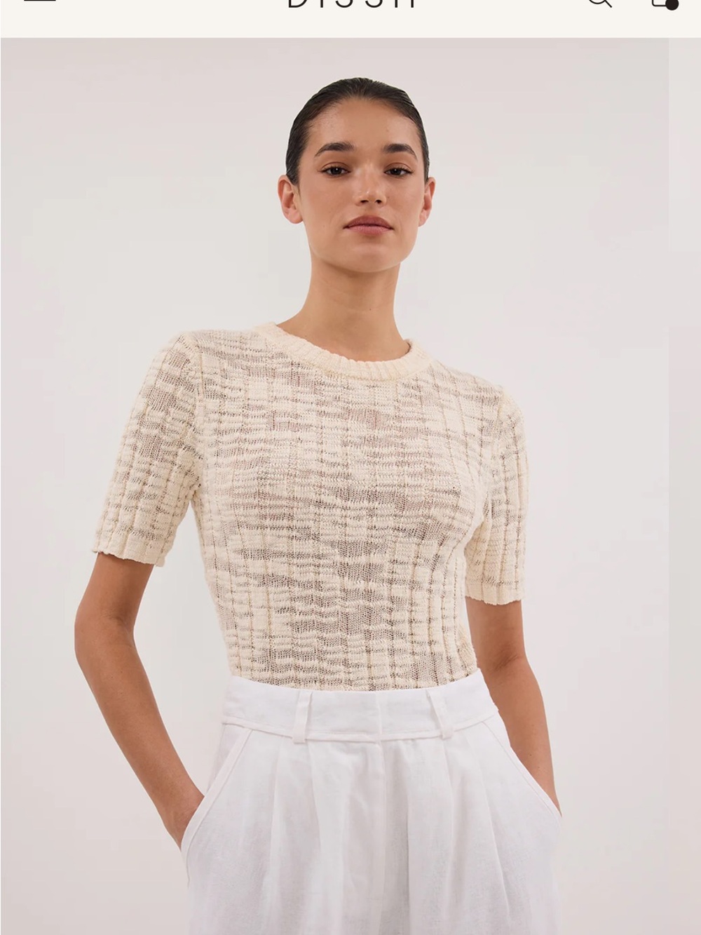 Dissh Cia Natural Cap Sleeve Knit Tee